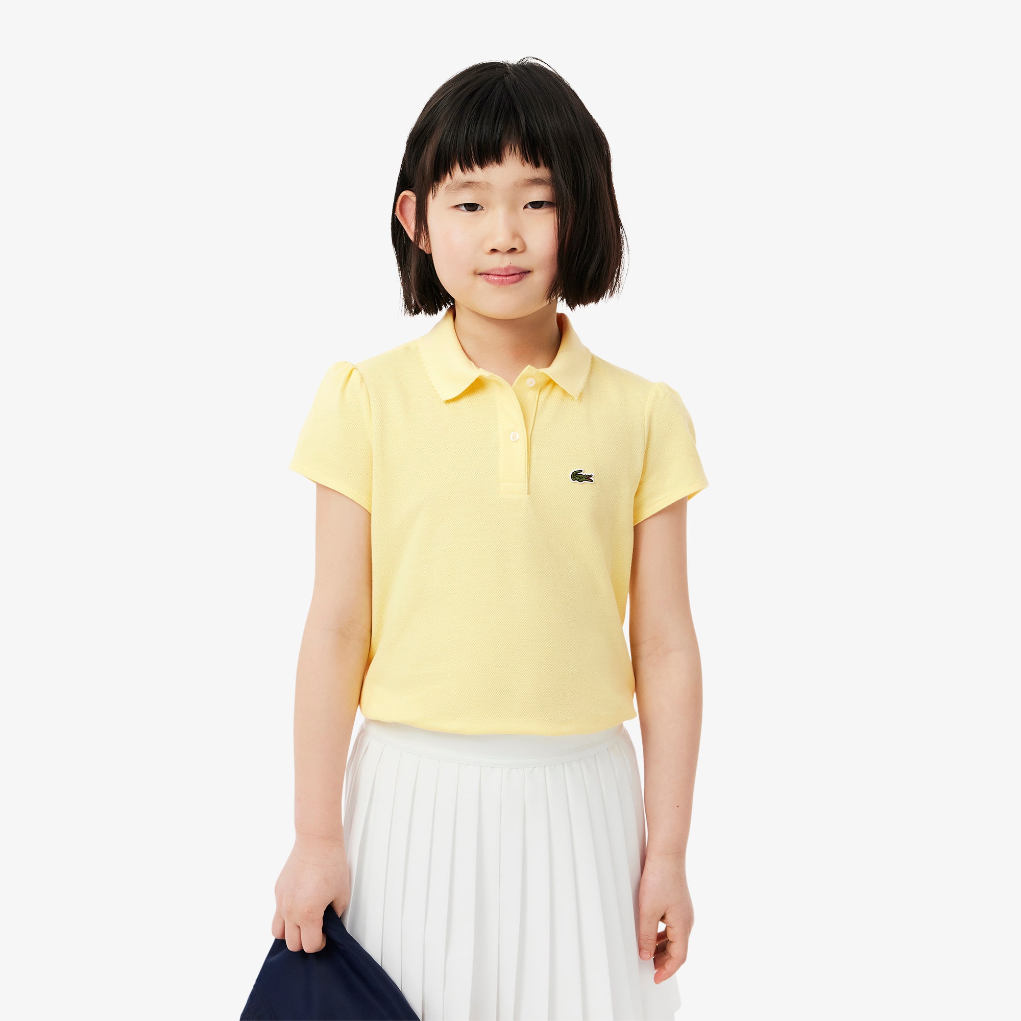 Scalloped Collar Mini Pique Polo Shirt