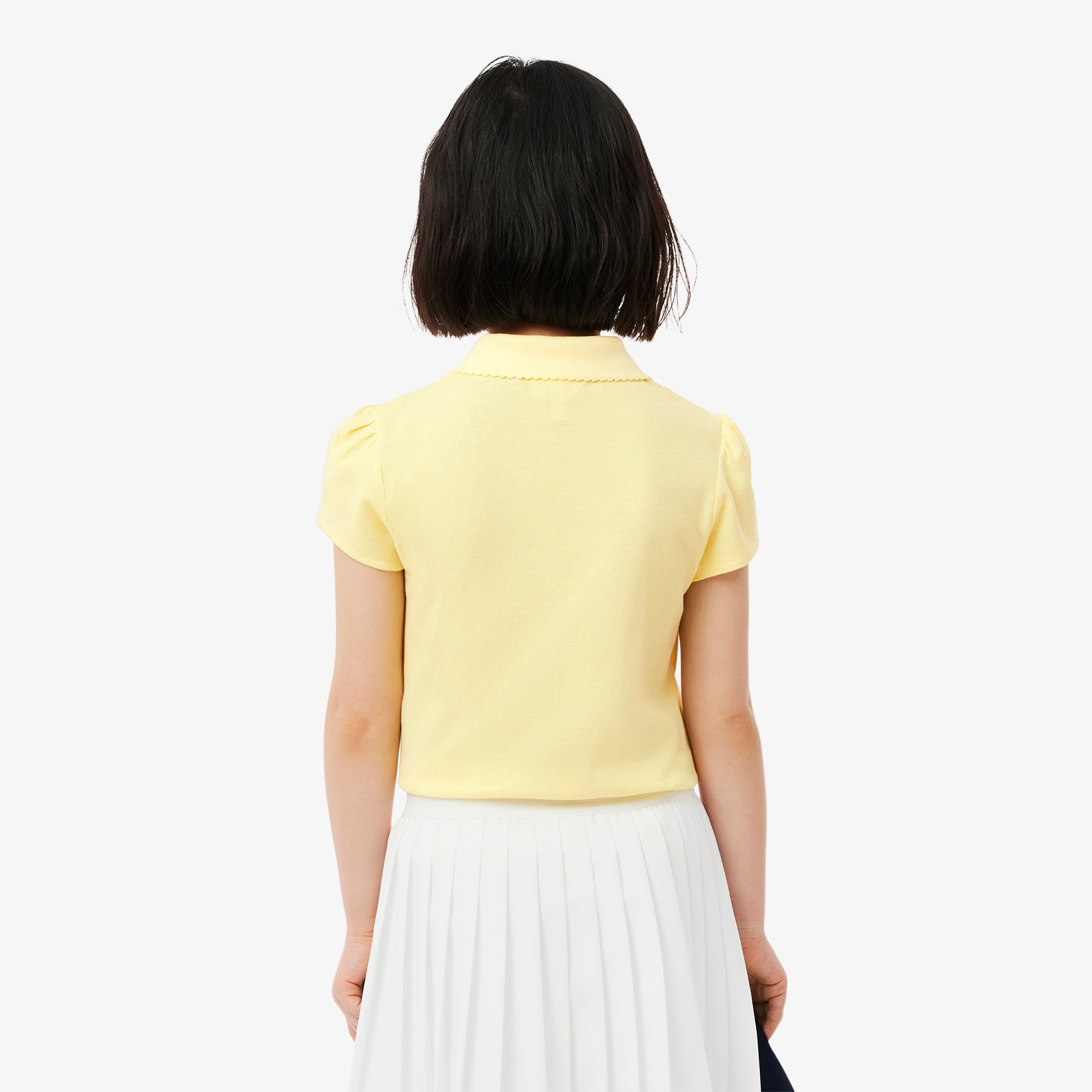 Scalloped Collar Mini Pique Polo Shirt