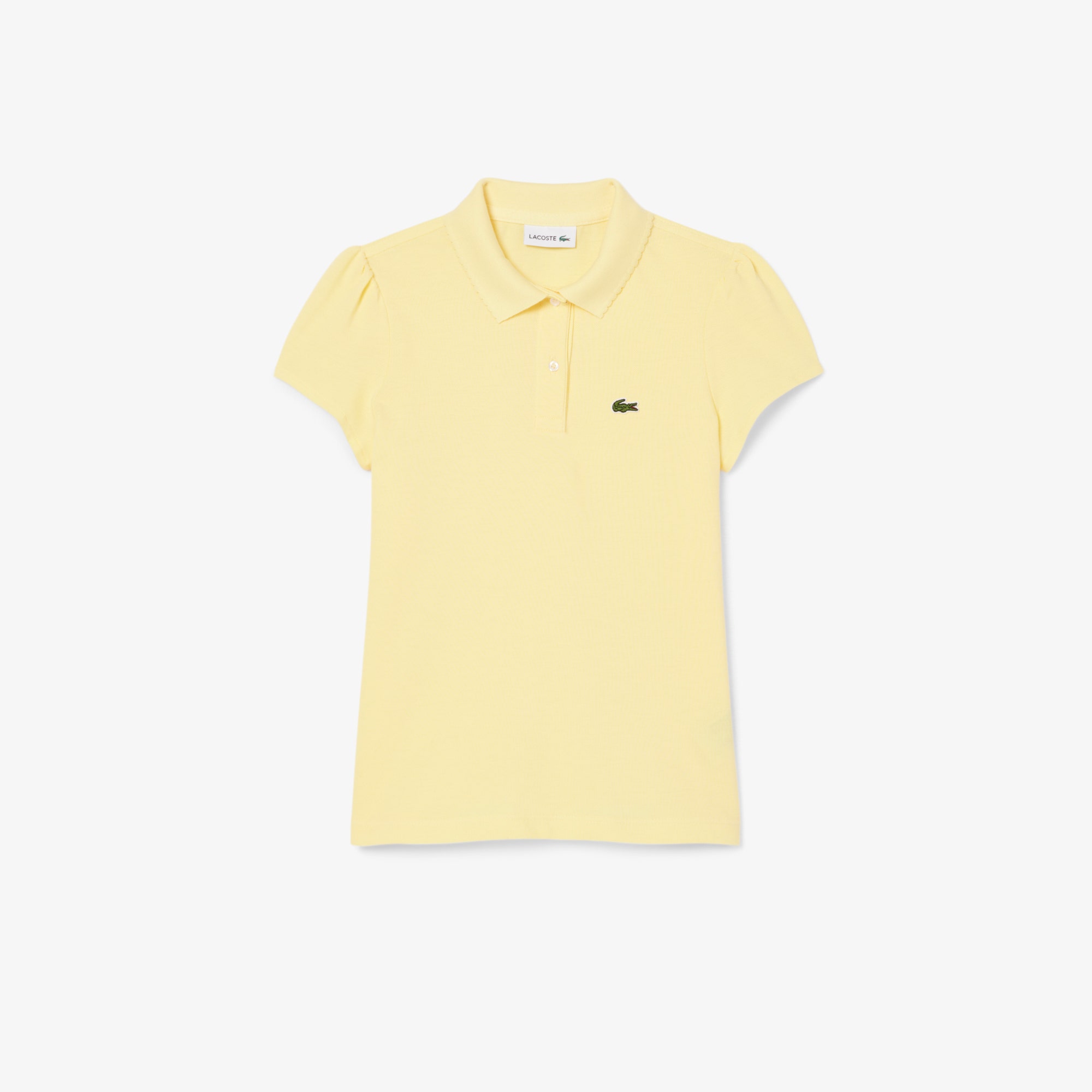 Scalloped Collar Mini Pique Polo Shirt