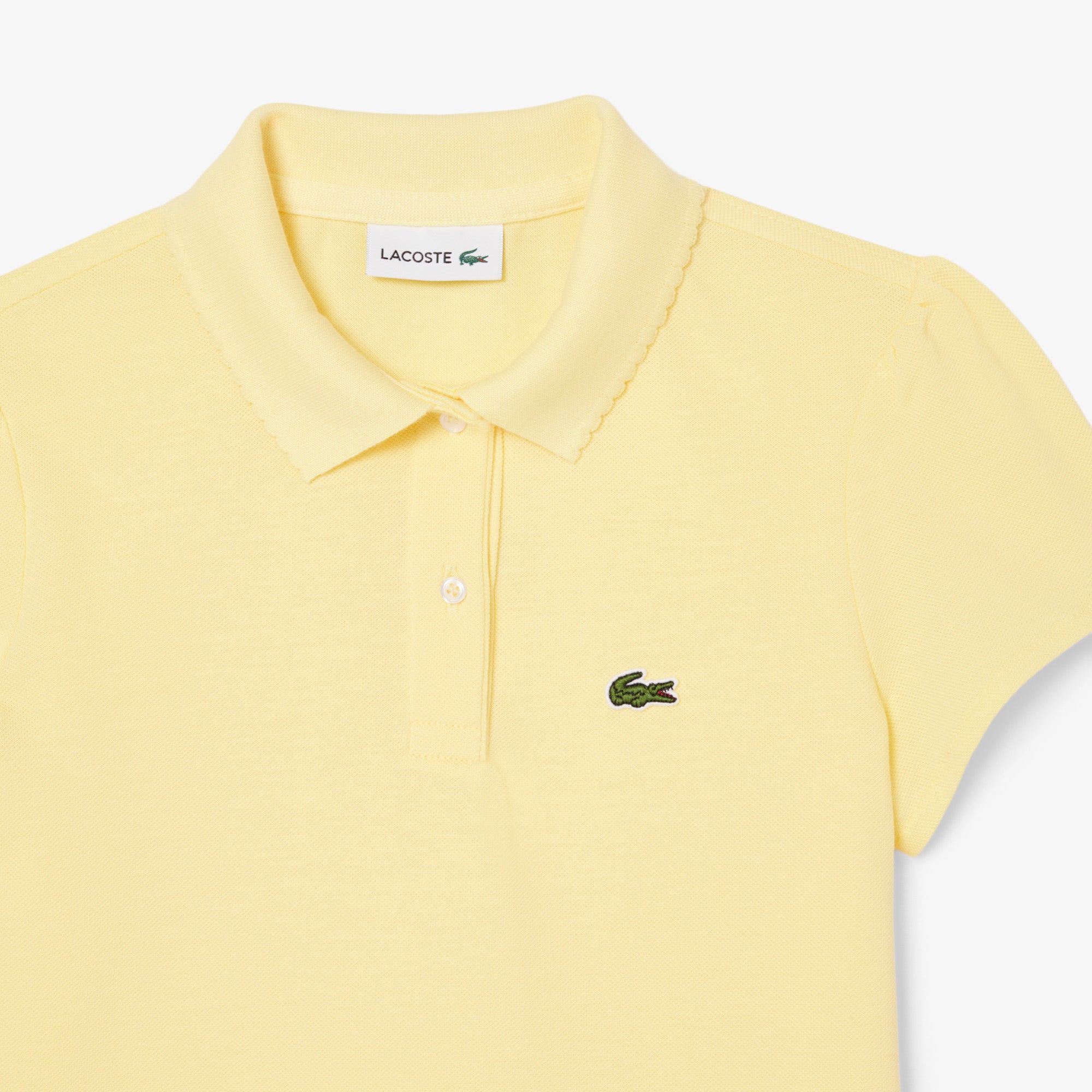 Scalloped Collar Mini Pique Polo Shirt