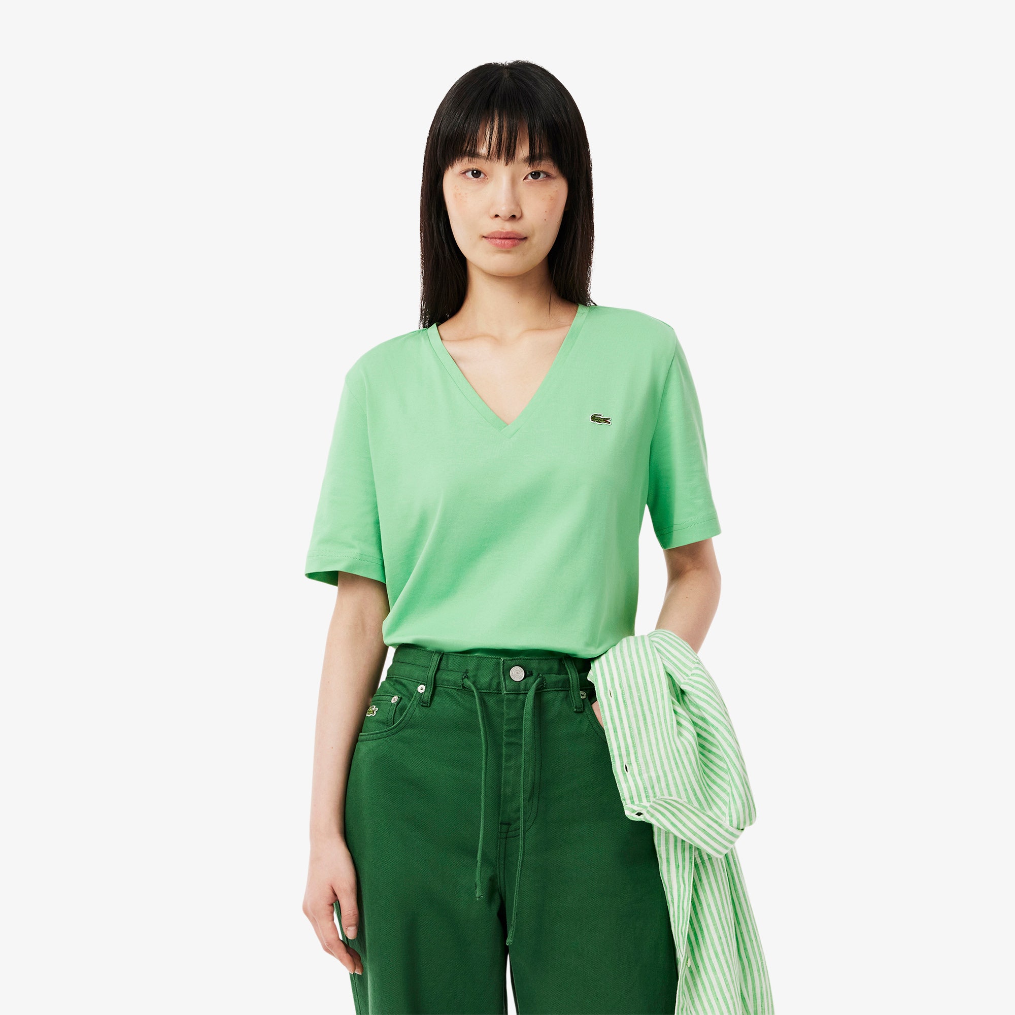 Relaxed Fit Soft Cotton V Neck T-shirt